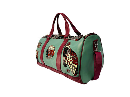 Pistachio Maroon Designer Duffle Bag