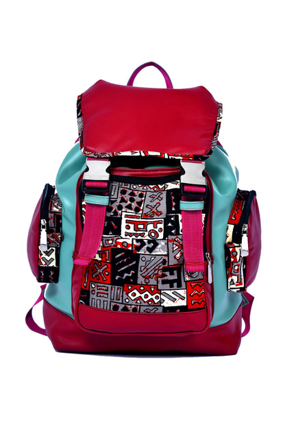 Pistachio Maroon Abstract Maya Backpack